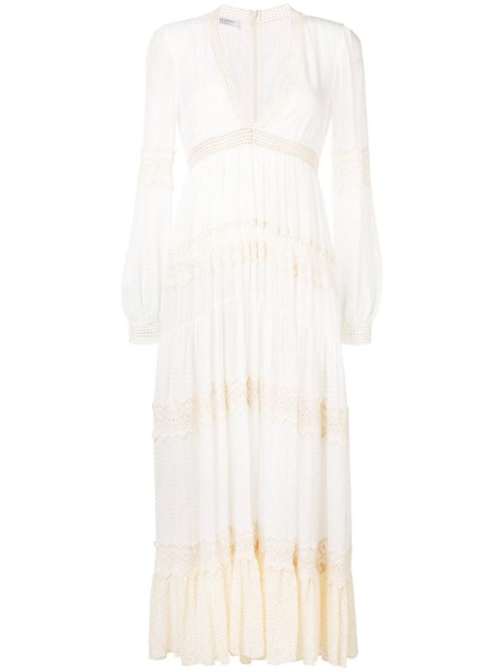 Philosophy Di Lorenzo Serafini Plunge Neck Ruffle Maxi Dress - White