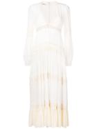 Philosophy Di Lorenzo Serafini Plunge Neck Ruffle Maxi Dress - White