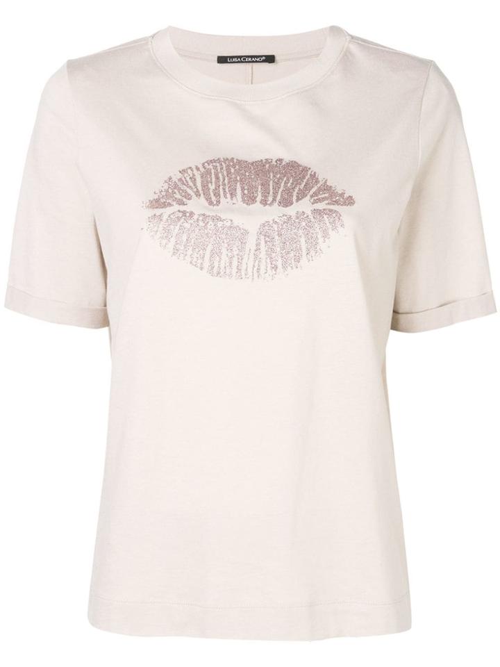 Luisa Cerano Lip Print T-shirt - Pink