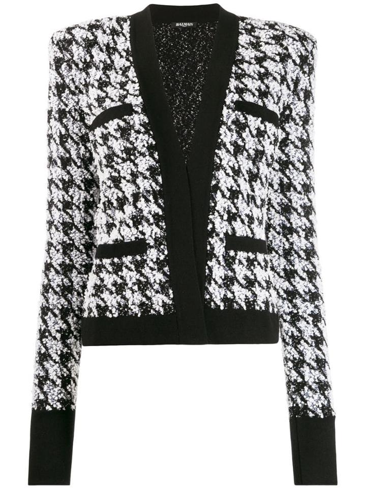Balmain Houndstooth Tweed Jacket - Black