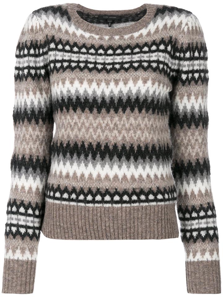 Marc Jacobs Fair Isle Puff Sleeve Sweater - Grey