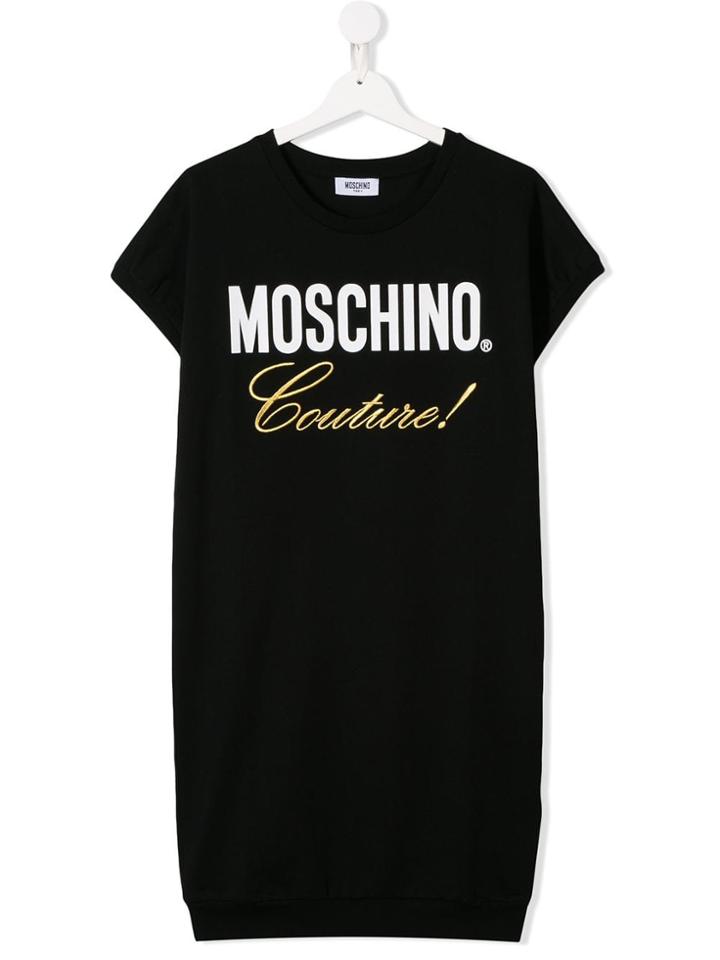 Moschino Kids Couture! Embroidered T-shirt Dress - Black