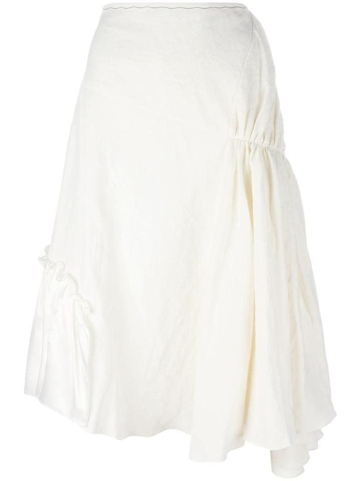 J.w.anderson Gathered Asymmetric Skirt, Women's, Size: 8, White, Cotton/viscose
