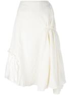 J.w.anderson Gathered Asymmetric Skirt, Women's, Size: 8, White, Cotton/viscose