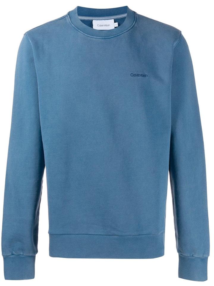 Calvin Klein Logo Embroidered Sweater - Blue