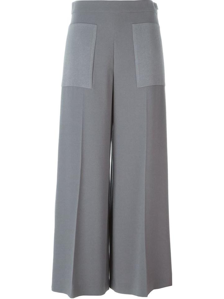 Joseph Oversized Pockets Cropped Palazzo Pants, Women's, Size: 36, Grey, Acetate/polyester