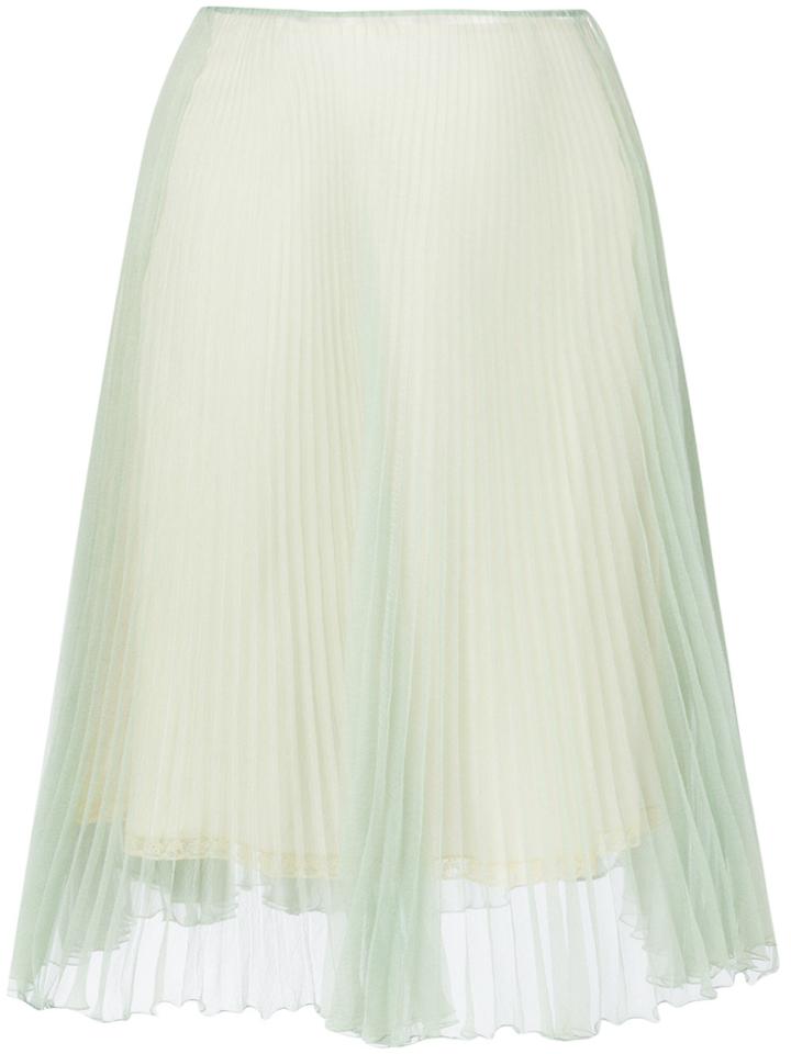 Prada Plissé Organza A-line Skirt - Green