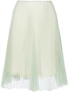 Prada Plissé Organza A-line Skirt - Green