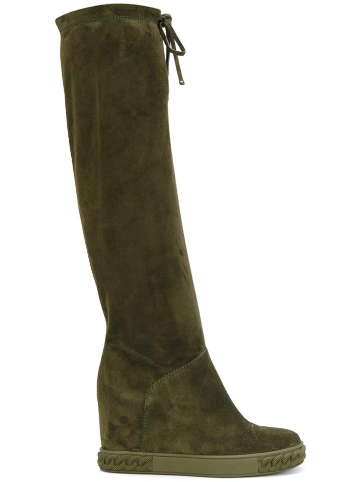 Casadei Concealed Platform Drawstring Boots - Green