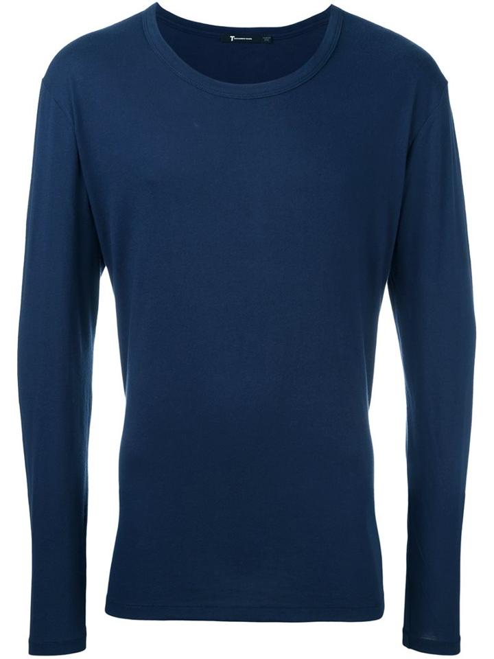 T By Alexander Wang Henley T-shirt, Men's, Size: Xs, Blue, Cotton/wool
