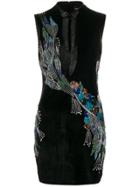 Just Cavalli Bead-embroidered Velvet Dress - Black