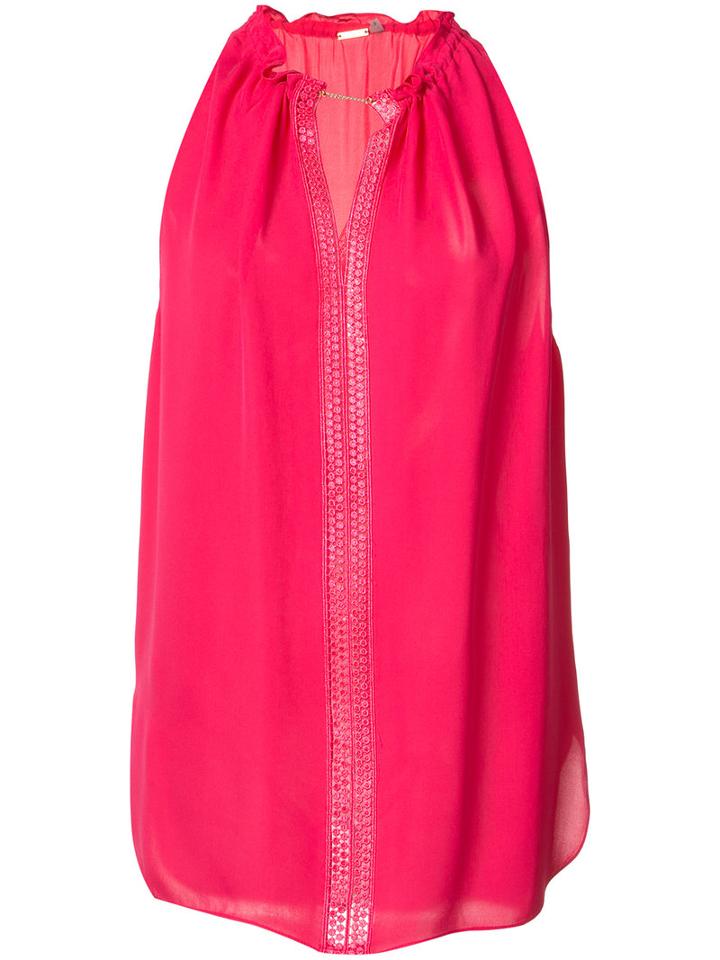 Elie Tahari Gathered Neck Tank, Women's, Size: Medium, Pink/purple, Silk