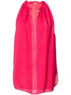 Elie Tahari Gathered Neck Tank, Women's, Size: Medium, Pink/purple, Silk