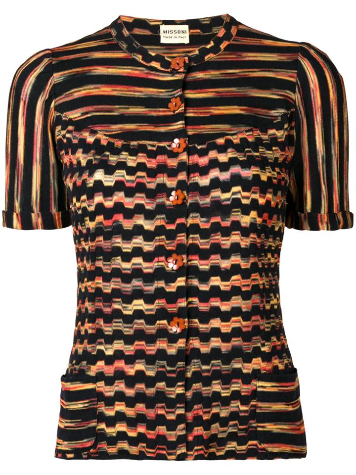 Missoni Vintage Patterned Stripe Knitted Top - Black