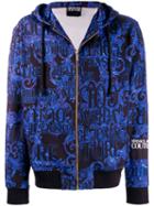 Versace Jeans Couture Logo Print Zip-up Hoodie - Blue