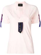 Mr & Mrs Italy Embroidered Detail T-shirt - Pink & Purple