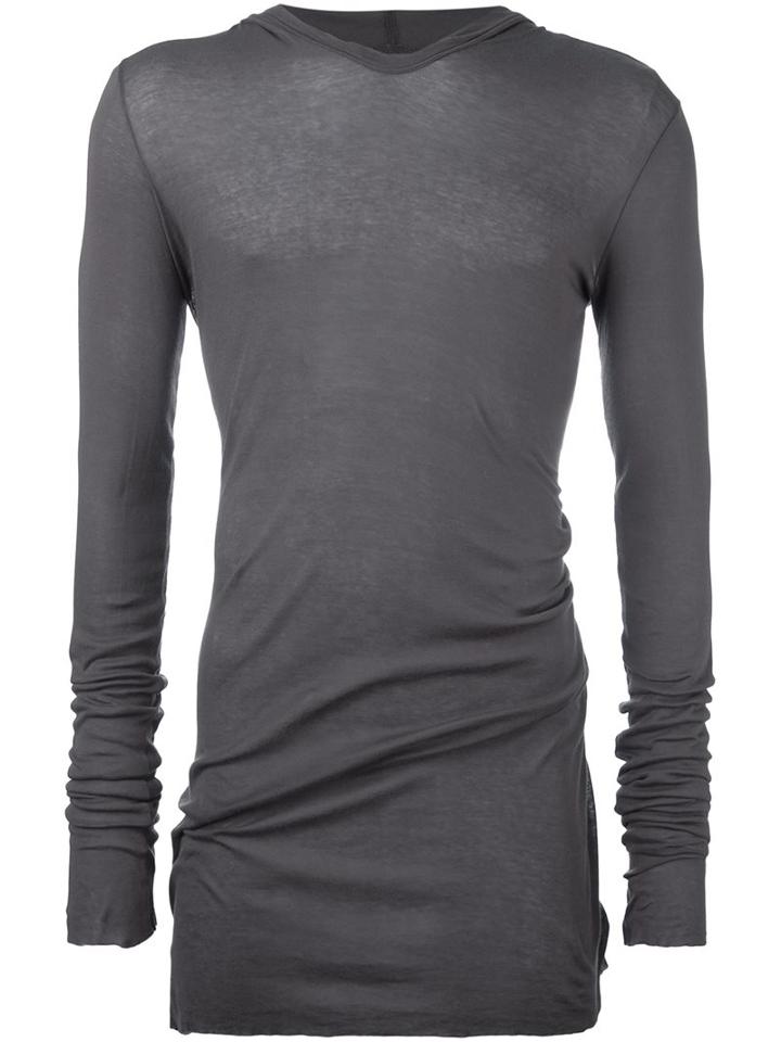 Rick Owens Hooded T-shirt, Men's, Size: Small, Grey, Cotton