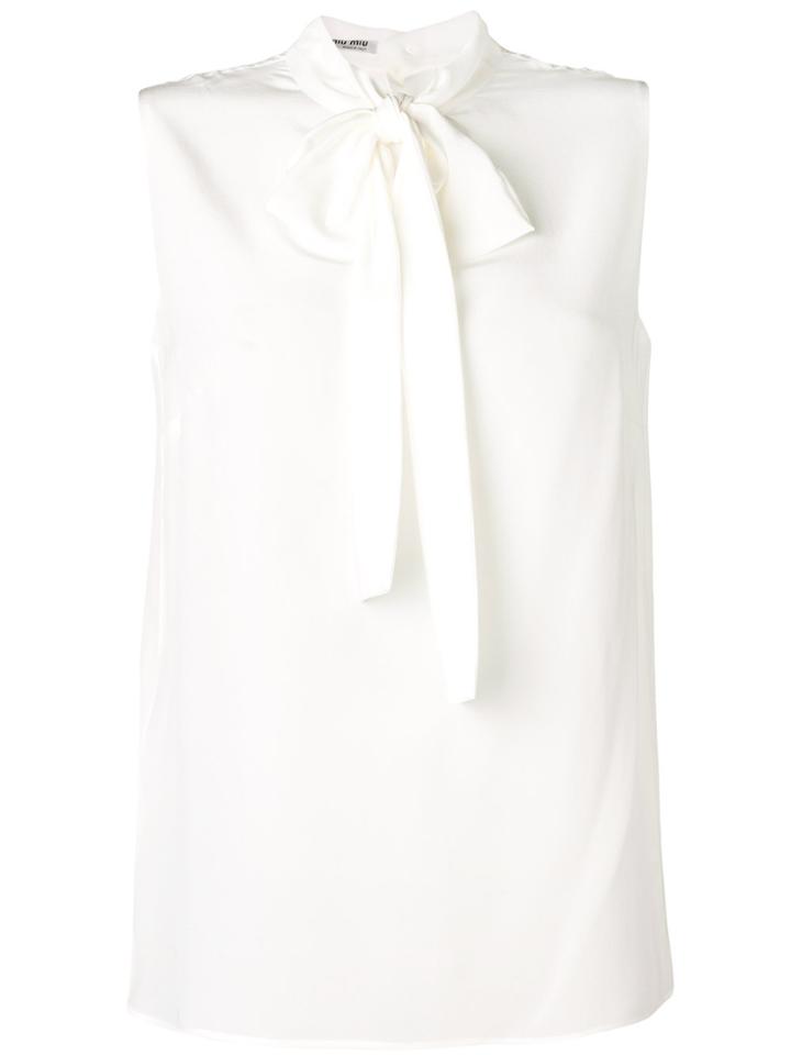 Miu Miu Pussy Bow Blouse - White
