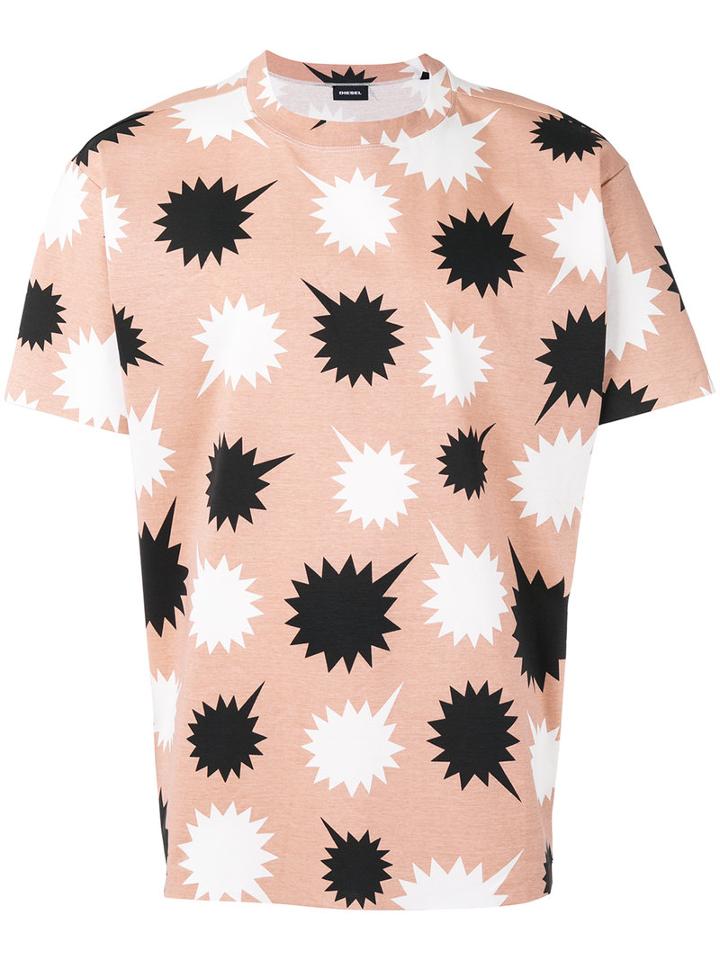 Diesel Printed T-shirt, Men's, Size: Medium, Pink/purple, Cotton