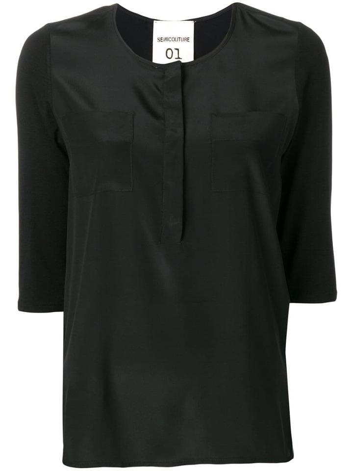 Semicouture Chest Pocket Blouse - Black
