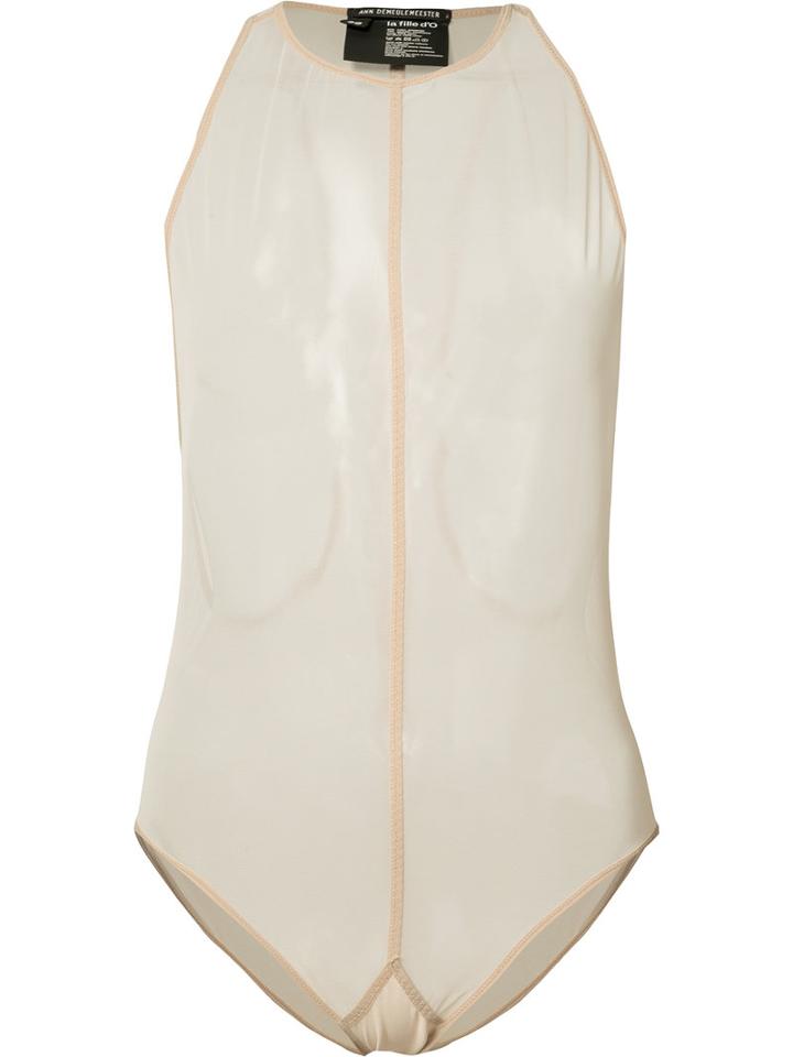 Ann Demeulemeester - Tulle Jumpsuit - Women - Polyamide/spandex/elastane - 44, Nude/neutrals, Polyamide/spandex/elastane
