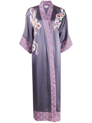 Temperley London Firebird Flower Embroidery Kimono - Purple