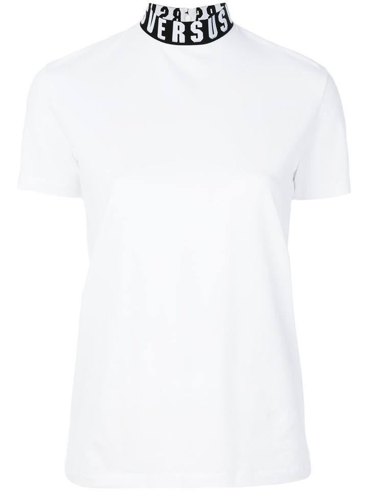 Versus - Branded Neck T-shirt - Women - Cotton/polyamide/polyester/spandex/elastane - Xs, White, Cotton/polyamide/polyester/spandex/elastane