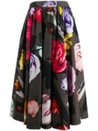 Prada Floral Print Pleated Skirt - Grey
