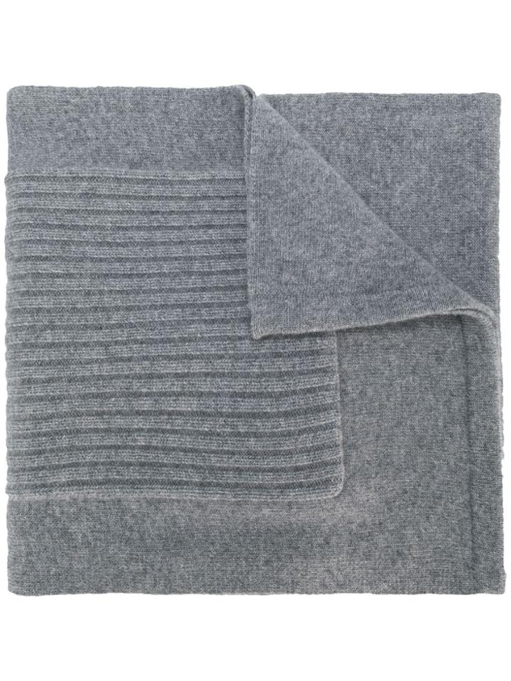 Pringle Of Scotland Ribbed Pocket Scarf In Grey Melange