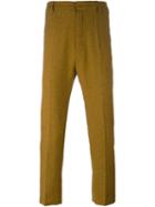 Ann Demeulemeester Tailored Regular Trousers, Men's, Size: Medium, Yellow/orange, Cotton/linen/flax/rayon/wool