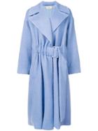 Maison Flaneur Oversize Lapebelted Coat - Blue