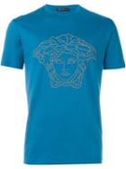 Versace Studded Medusa T-shirt, Men's, Size: M, Blue, Cotton