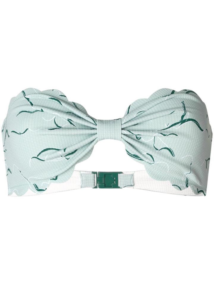 Marysia Printed Scalloped Trim Bikini Top - Green