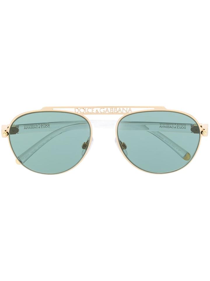 Dolce & Gabbana Eyewear Dg2235 Aviator-frame Sunglasses - Gold