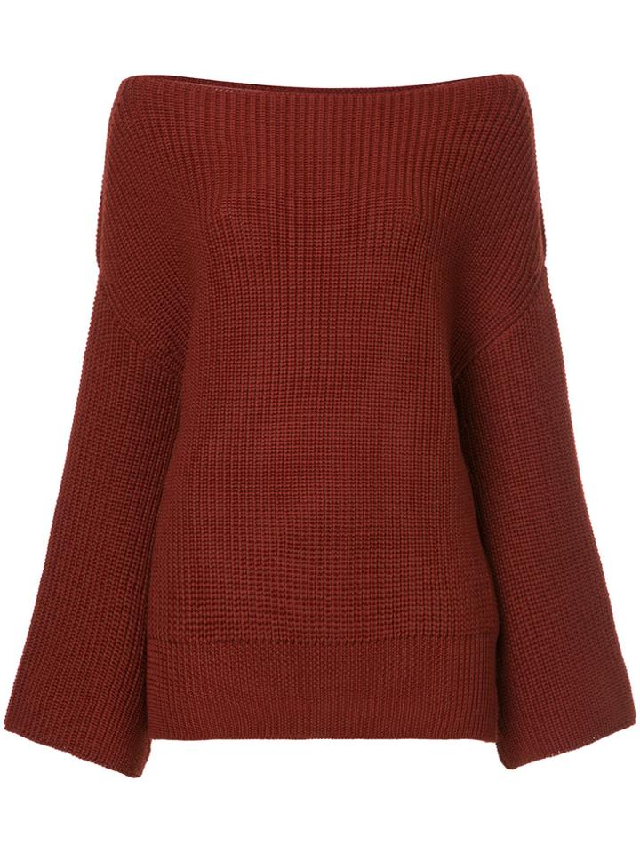 Cityshop Off-the-shoulder Jumper - Brown