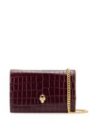 Alexander Mcqueen Skull Crocodile-effect Shoulder Bag - Red
