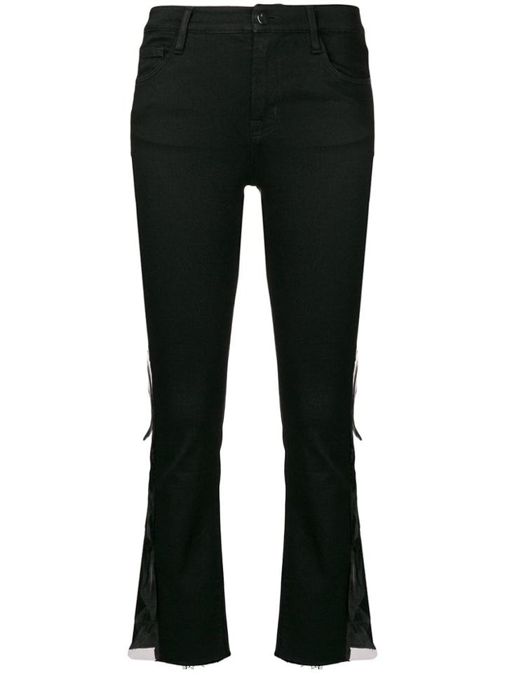 J Brand Tulle Embellished Cropped Trousers - Black
