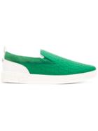 Versace Crocodile Embossed Slip-on Sneakers - Green