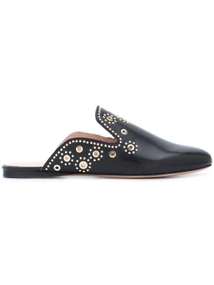 Rachel Zoe Slip On Eyelet Mules - Black