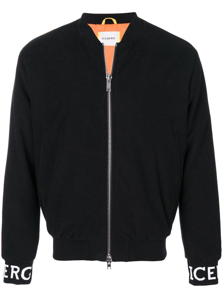 Iceberg Logo Cuff Bomber - Black