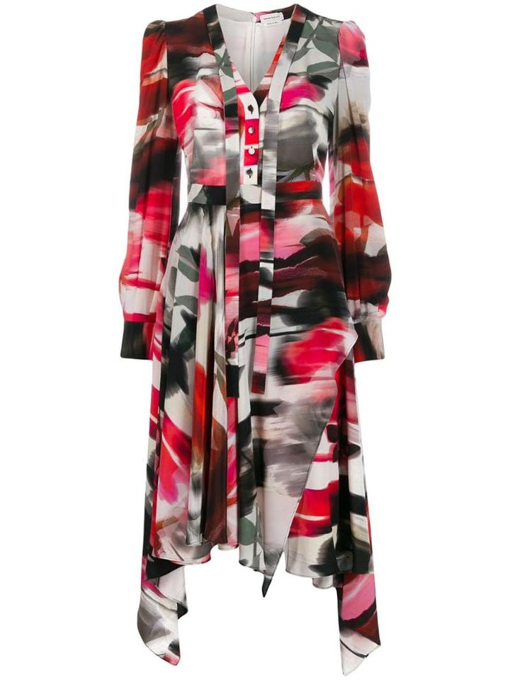 Alexander Mcqueen Abstract Print Shirt Dress - Red