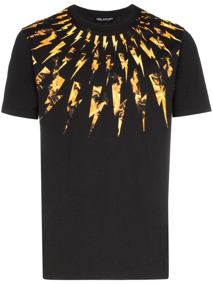 Neil Barrett Fair-isle Flame Thunderbolt T-shirt - Black