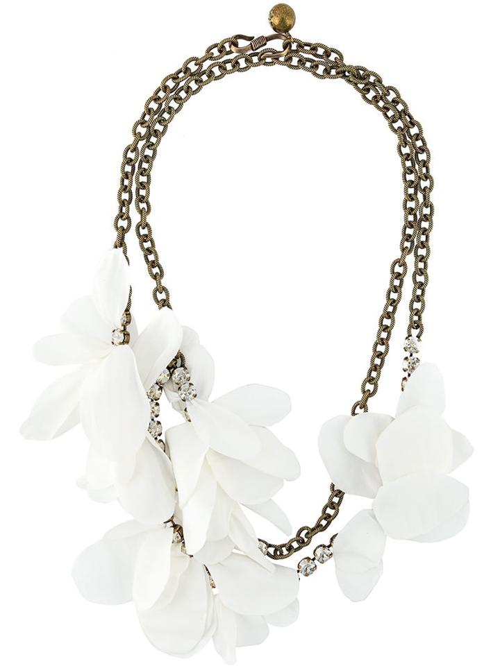 Lanvin Floral Detail Necklace, Women's, Metallic