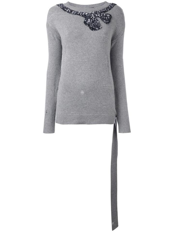 Marc Jacobs Sequinned Bow Jumper, Women's, Size: Xs, Grey, Cashmere