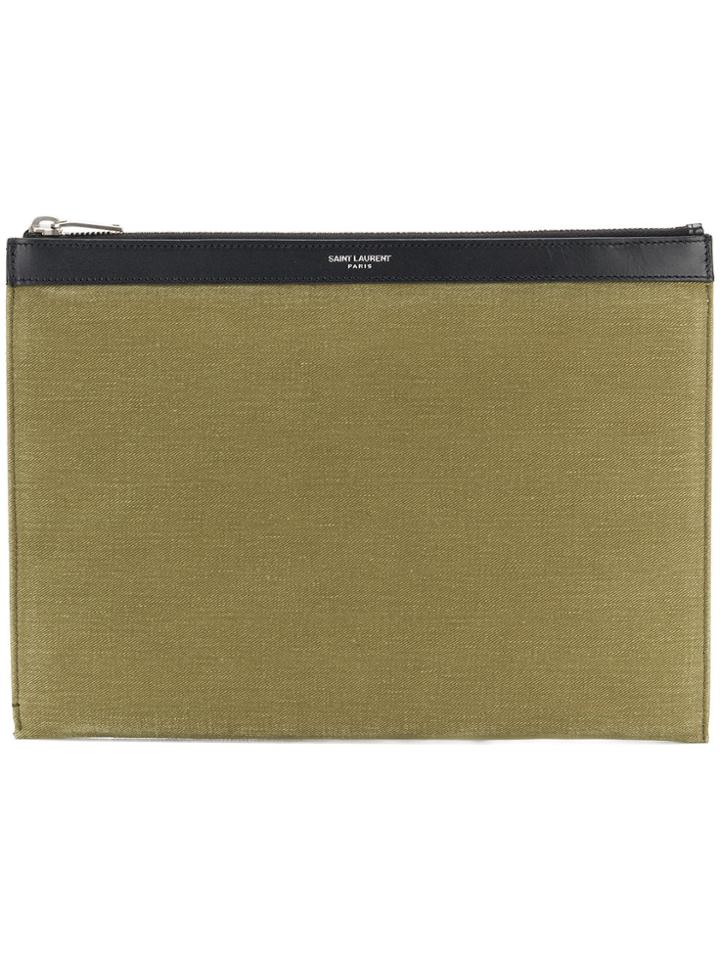 Saint Laurent Logo Pouch - Green