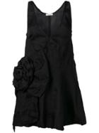 Miu Miu Rose Appliqué Mini Dress - Black