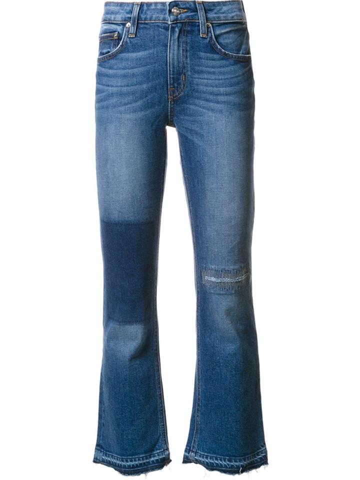Derek Lam 10 Crosby Gia Mid-rise Cropped Flare - Patchwork - Blue