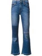 Derek Lam 10 Crosby Gia Mid-rise Cropped Flare - Patchwork - Blue