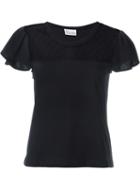 Red Valentino Sheer Panel T-shirt, Women's, Size: 40, Black, Cotton/polyamide