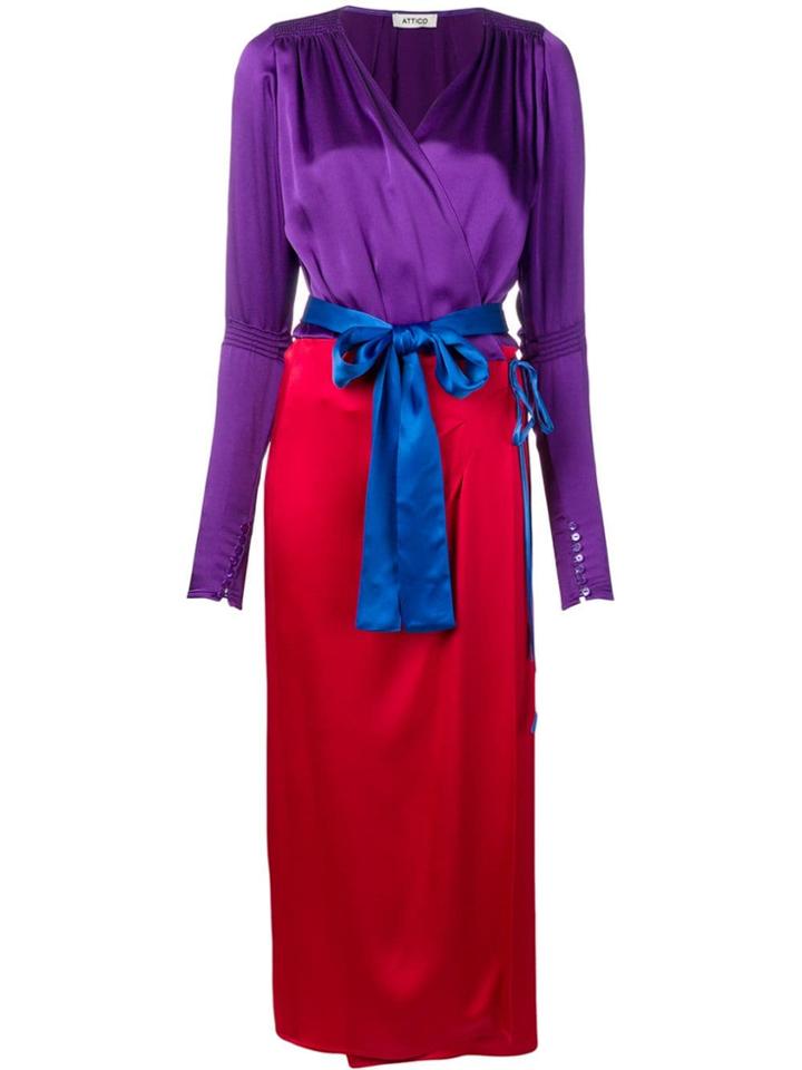 Attico Colour Block Wrap Dress - Purple